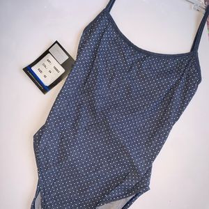 NWT 90s Vintage Blue Polka Dot One Piece Bikini